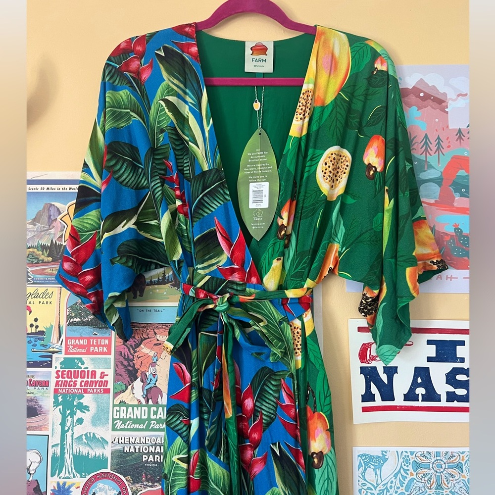 Farm Rio Dual Print Maxi Wrap Dress